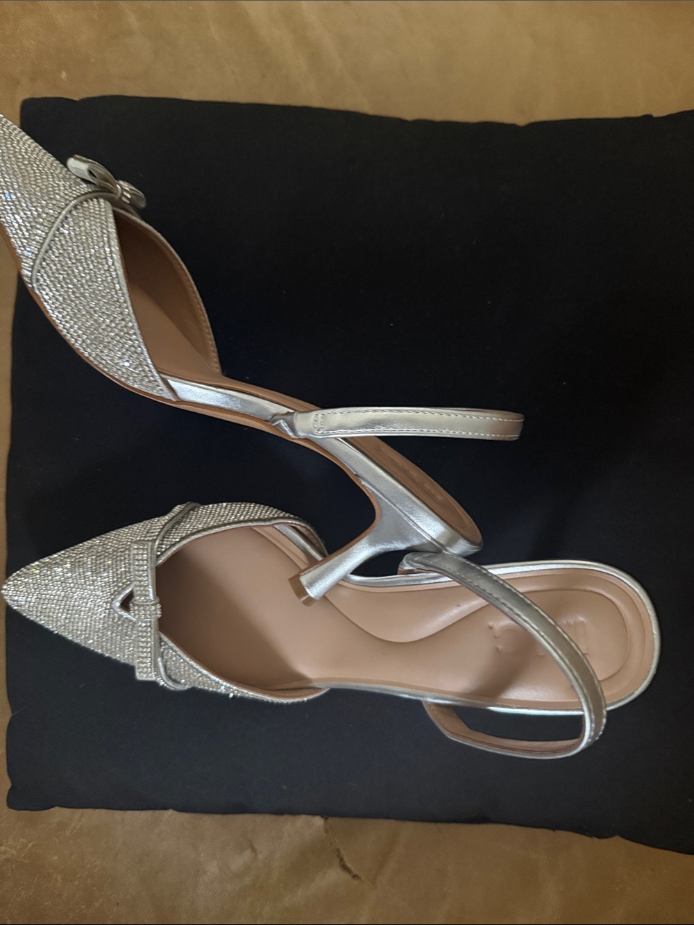 INC International Concepts Silver Rhinestone Pointed Slingback Heels - Picture 3 of 8